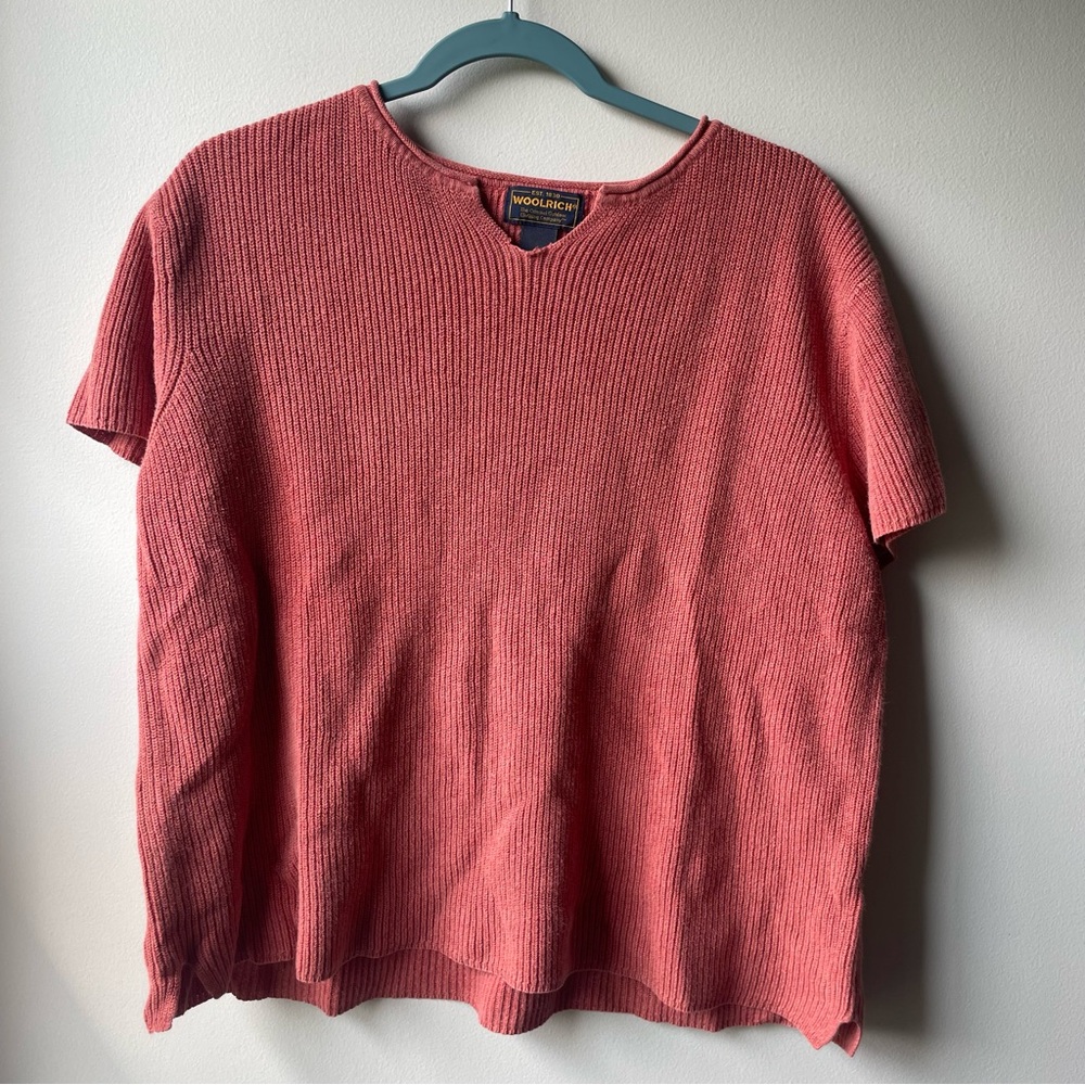 Woolrich 100% Cotton Crewneck Women’s Short Sleeve Knit Sweater Top Size Large?
